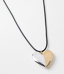 Mixed Metal Heart Pull Tie Necklace carousel Product Image 2