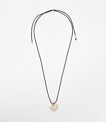 Mixed Metal Heart Pull Tie Necklace carousel Product Image 1