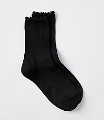 Ruffle Ribbed Crew Socks carousel Product Image 1