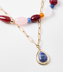 Marbleized Beaded Statement Necklace Set carousel Product Image 2