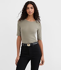 Perfect Ribbed Elbow Sleeve Tee carousel Product Image 1