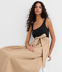 Tie Waist Mixed Media Midi Pocket Dress carousel Product Image 2