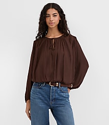 Shirred Tie Neck Bubble Blouse carousel Product Image 2