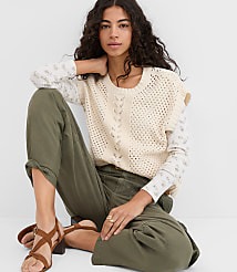 Mixed Pointelle Cap Sleeve Sweater carousel Product Image 1