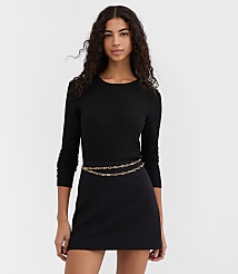 Puckered Long Sleeve Crew Neck Tee carousel Product Image 1