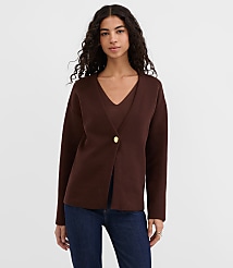 Hammered Metallic Button Sweater Jacket carousel Product Image 3