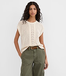 Mixed Pointelle Cap Sleeve Sweater carousel Product Image 3