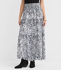 Zebra Print Ruffle Smocked Maxi Skirt carousel Product Image 2