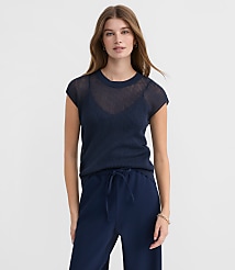 Ribbed Cap Sleeve Sweater Tee carousel Product Image 1