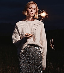 Sequin Pointelle Ribbed Relaxed Sweater carousel Product Image 1