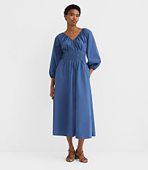 Poplin Smocked Midi Pocket Dress carousel Product Image 2