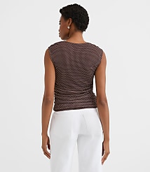 Pindot Mesh Ruched Square Neck Top carousel Product Image 3
