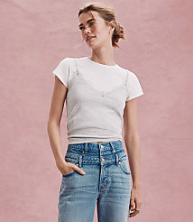 Heathered Lace Perfect Ribbed Cami Tee carousel Product Image 4