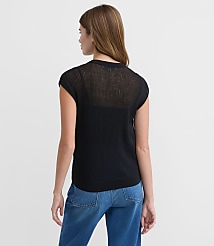 Ribbed Cap Sleeve Sweater Tee carousel Product Image 2