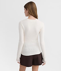 Crochet Trim Pointelle Sweater carousel Product Image 3