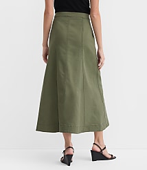 Twill Godet Button Midi Skirt carousel Product Image 3