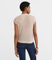 Shimmer Ribbed Cap Sleeve Sweater Tee carousel Product Image 3