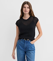 Ribbed Cap Sleeve Sweater Tee carousel Product Image 3