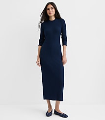 Petite Ribbed Shoulder Button Midi Dress carousel Product Image 1