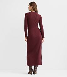 Petite Ribbed Shoulder Button Midi Dress carousel Product Image 4