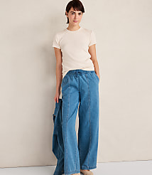 Haven Well Within Organic Cotton Denim Barrel Leg Pants carousel Product Image 2
