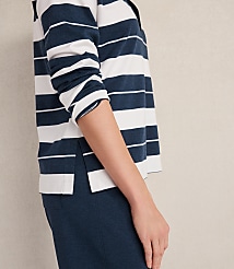 Haven Well Within Organic Cotton Interlock Stripe Johnny Collar Top carousel Product Image 3