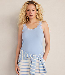 Haven Well Within Organic Cotton Rib Knit Lace Tank carousel Product Image 1