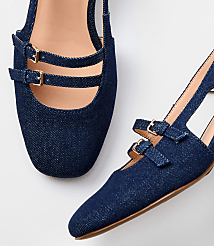 Denim Mary Jane Slingback Heels carousel Product Image 2