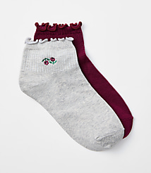 Floral & Solid Ruffle Ankle Sock Set carousel Product Image 1