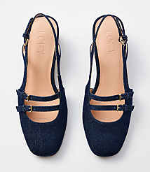Denim Mary Jane Slingback Heels carousel Product Image 3