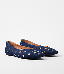 Denim Grommet High Vamp Ballet Flats carousel Product Image 1