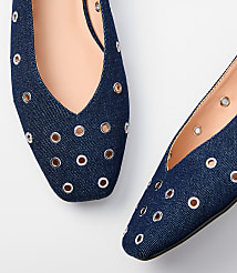 Denim Grommet High Vamp Ballet Flats carousel Product Image 3