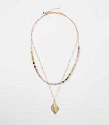 Rainbow Beaded Layered Charm Necklace carousel Product Image 1