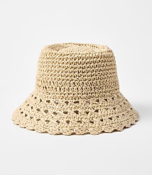 LOFT Beach Scalloped Straw Bucket Hat carousel Product Image 1
