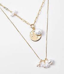 Mother Of Pearl Layered Coin Necklace Set carousel Product Image 2