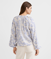 Petite Paisley Jacquard Split Neck Blouse carousel Product Image 2