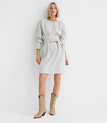 Petite Heathered Pleated Terry Mini Dress carousel Product Image 1