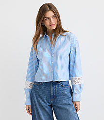 Petite Striped Poplin Everyday Abbreviated Shirt carousel Product Image 3
