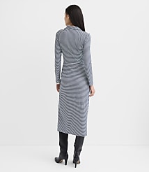 Petite Striped Button Twist Midi Dress carousel Product Image 3