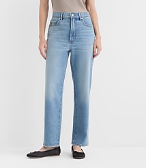 Rivete Petite High Rise Straight Jeans in Aura Wash carousel Product Image 2