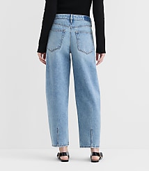 Rivete Petite Mid Rise Barrel Jeans in Aura Wash carousel Product Image 2