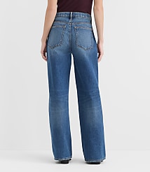 Rivete Petite High Rise Wide Leg Jeans in Echo Wash carousel Product Image 3