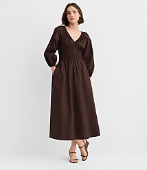 Poplin Smocked Midi Pocket Dress carousel Product Image 1