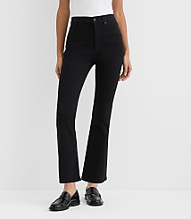 Rivete Petite High Rise Kick Crop Jeans in Noir Wash carousel Product Image 3