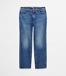 Rivete Petite Curvy High Rise Straight Jeans in Echo Wash carousel Product Image 2