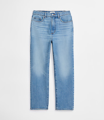 Rivete Petite Curvy High Rise Straight Jeans in Aura Wash carousel Product Image 3