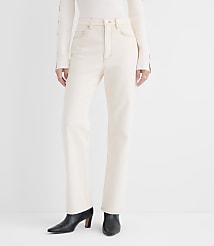 Rivete Petite High Rise Straight Jeans in Ivory carousel Product Image 4