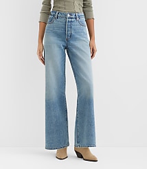 Rivete Petite Curvy High Rise Wide Leg Jeans in Light Wash carousel Product Image 1
