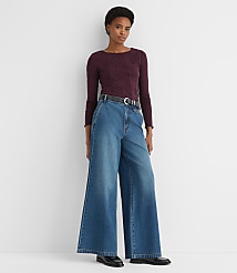 Petite High Rise Trouser Jeans in Vintage Mid Wash carousel Product Image 1