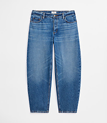 Rivete Petite Curvy Mid Rise Barrel Jeans in Echo Wash carousel Product Image 3